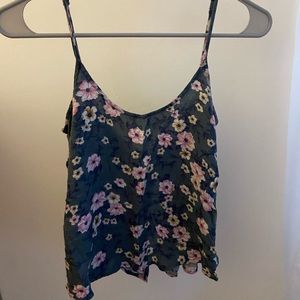 Floral Open Back American Eagle Tank Top